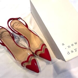 A New Day Red Heart Pointed Toe Heels
